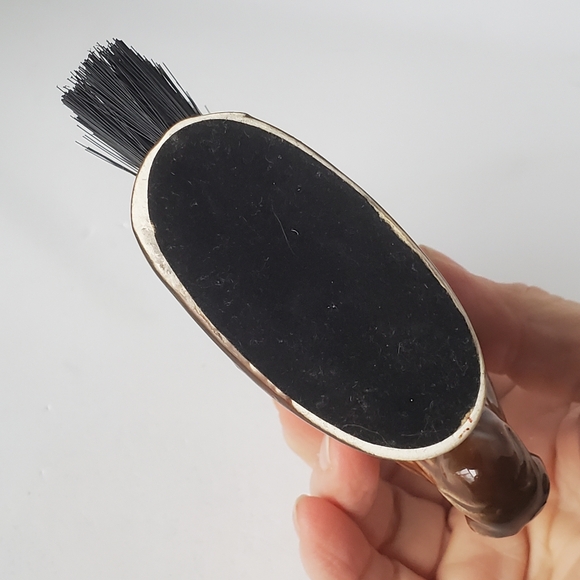 Vintage Ceramic Horse Head Brush with Black Bristles Equestrian Clothes Brush - Picture 6 of 8